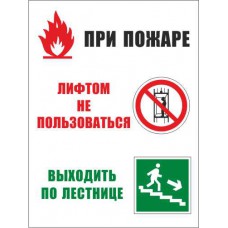 Плакат (При пожаре лифтом не пользоваться) А4